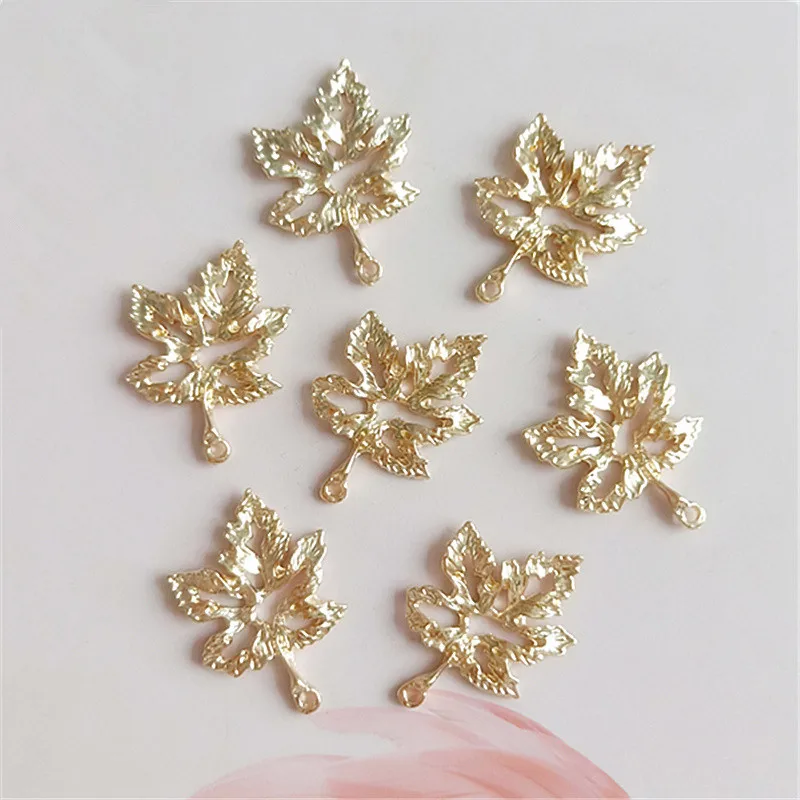 10Pcs/lot Alloy Metal Golden Mapel Leaf Buttons Pendants Ornaments Jewelry Earrings Choker Hair DIY Accessories Handmade | Дом и сад