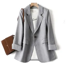 

Spring and Autumn 2021 Blazer Women Trendy Patchwork Loose Ladies Elegant Coats Single Button All-match simple office topTops