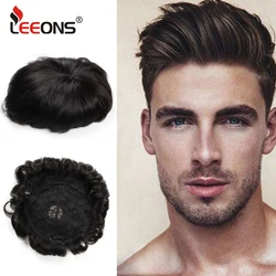 Leeons Black New Style Cheap Men Hair Prosthesise With Clips Natural Color Hairpieces Hair Wigs For Male Protein Hair Fashion
