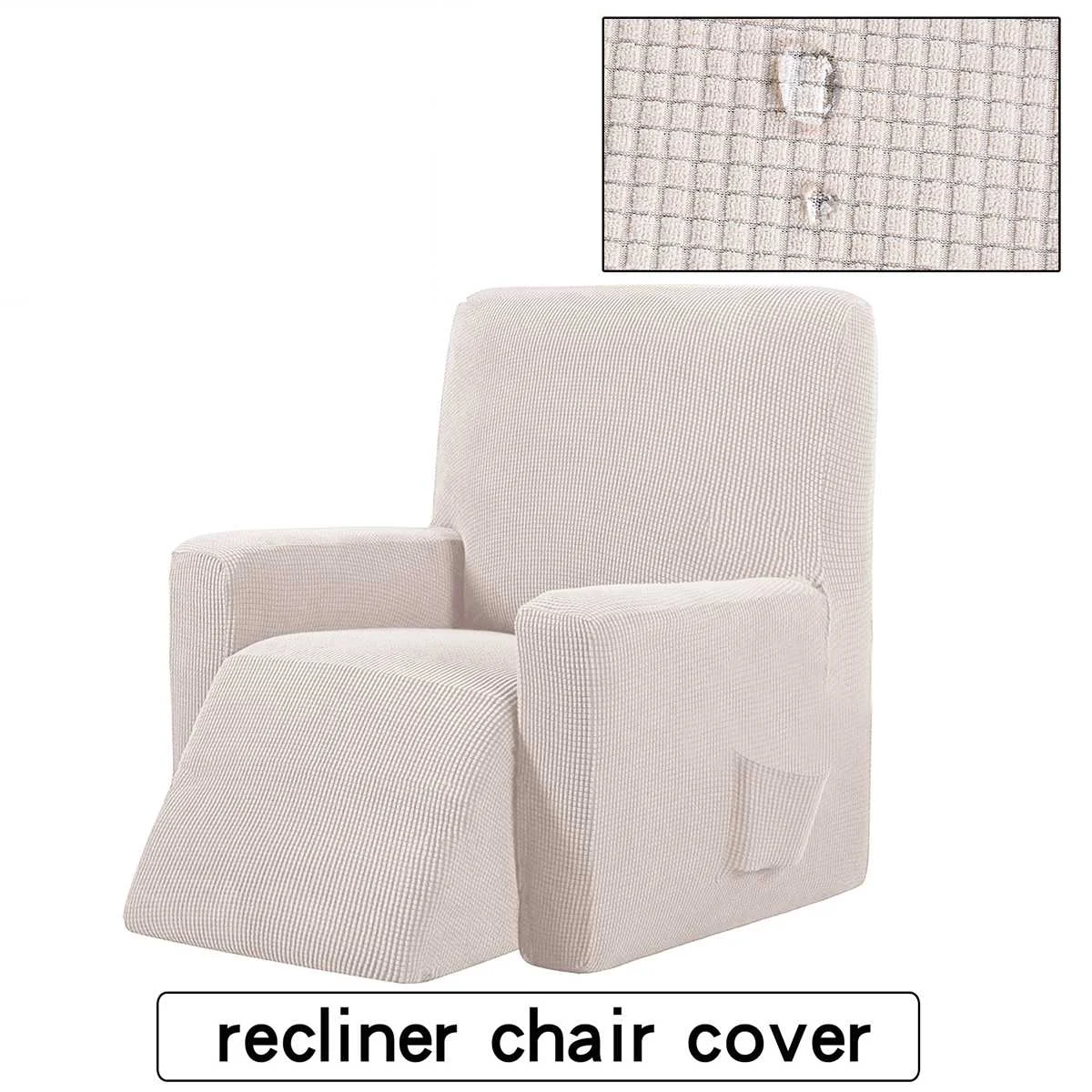 Recliner Couch Cover All-inclusive Sofa Cover Elasticity Stretch Anti-slip Furniture Slipcovers Chair Protector Single Seat Sofa - Цвет: Light beige