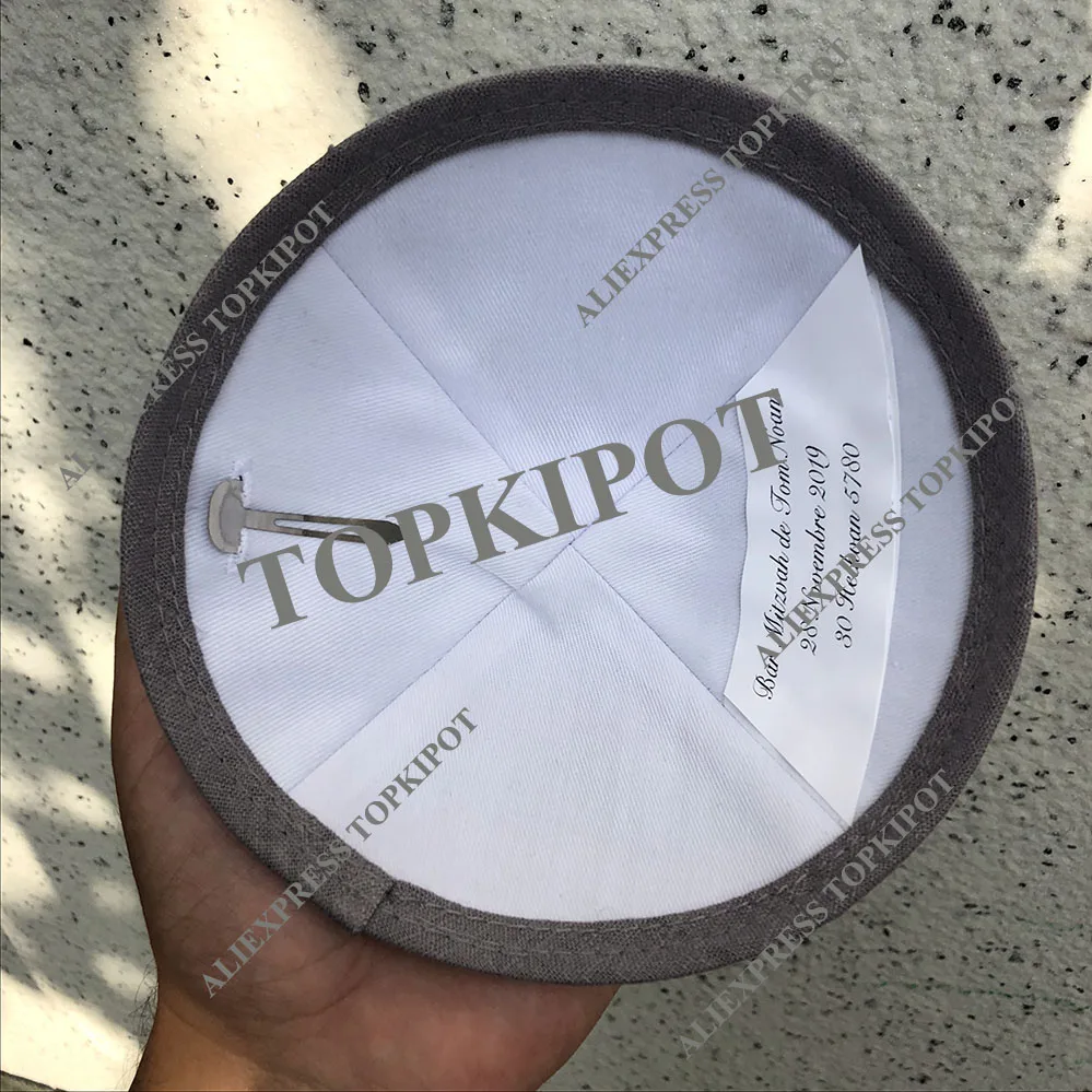 Серый льняной кипот, серебристо-серый Вышивка KIPPOT, KIPPAH шапки, YARMULKES, CIPA, еврей шапки