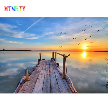 

MTMETY Fashion 3d Sunset by the seaside lake Sky Spring Natural Scenic Photo Backgrounds Photographic Backdrops For Photo Studio