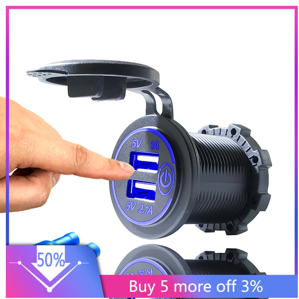

Car usb charger 12V-24V Waterproof 3.1A &4.2A&4.8A Dual USB Fast Charger Socket Power Outlet with Touch switch for Samsung