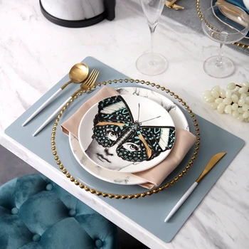 

Woman Wearing Butterfly Mask Pattern Porcelain Tableware Plate Tableware Dinnerware Tableware Cutlery Set Glass Dinner Service