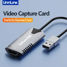 Unnlink placa de captura de vídeo 4k 60hz usb 3.0 hdmi vídeo game grabber gravação para ps4/3 camcorder interruptor transmissão ao vivo câmera