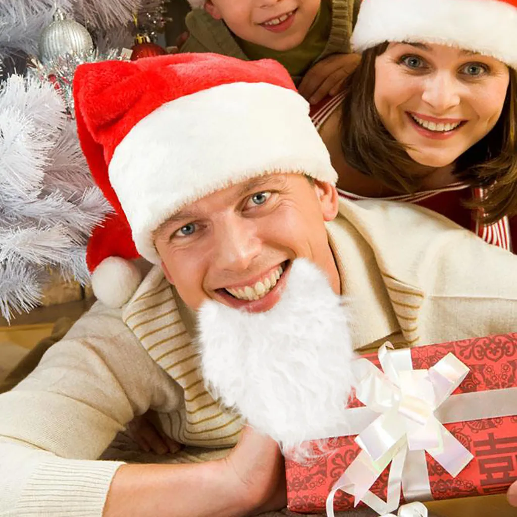 3 шт. Рождественский подарок актер Косплей Санта Клаус белая борода маска Резиновая лента фиксированная фланелевая поддельная борода рождественское платье косплей