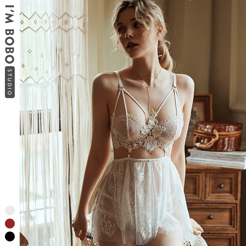 IMBOBO New Lace Sexy Bra Set Push Up Seamless Lingerie Set Women Transparent Bra and High Waist Panties Soft Underwear Set