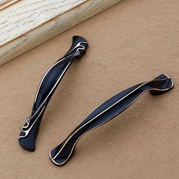 European Style Furniture Cabinet Door Handle Black Bedroom Decorative Knobs Kitchen Cabinet Handles Hardware Accessories