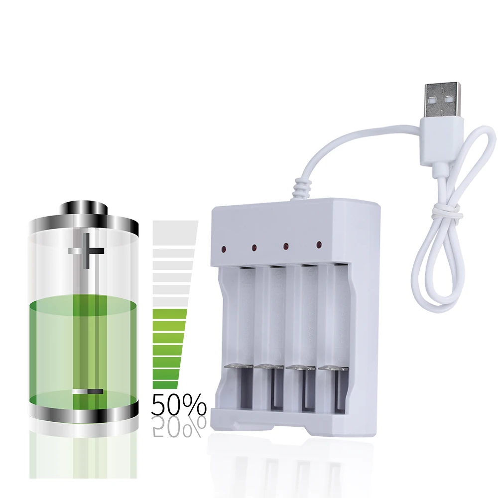 USB Output 4 Slots Fast Charging Battery Charger Short Circuit Protection AAA /AA Rechargeable Battery Charging Station
