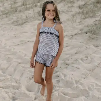 

5 Set/set Kids Girl Summer Dress Sets Children Striped Halter Tops+Striped shorts Children Dress Clothing 2-pcs Free Delivery