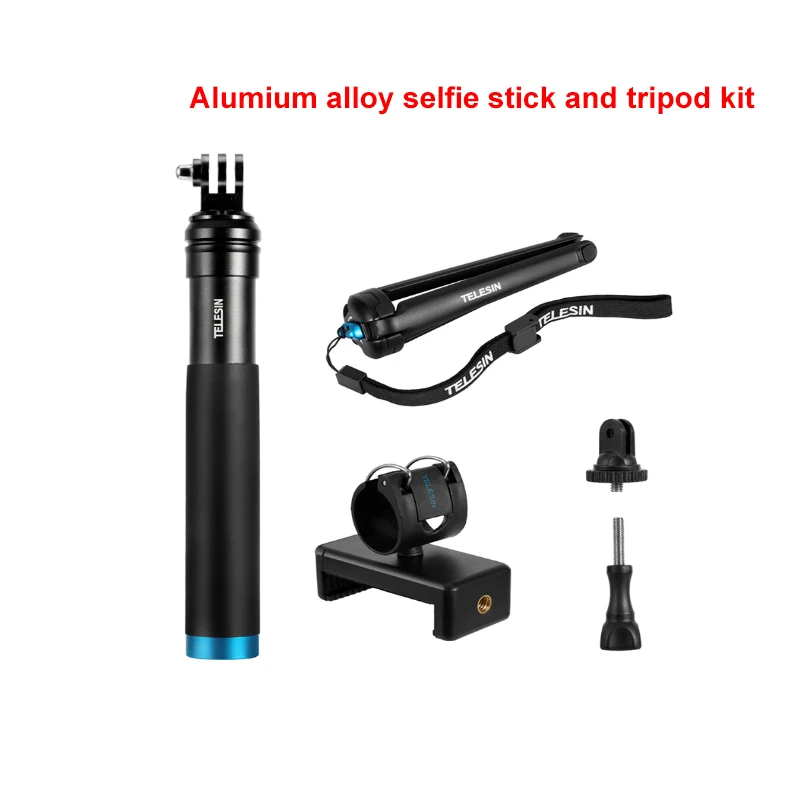 Metal stick kit Телескопическая селфи-палка из углеродного волокна со штативом и алюминиевым сплавом для Go Pro Hero 8 7 6 5 Osmo Экшн-камера - Цвет: Metal stick kit