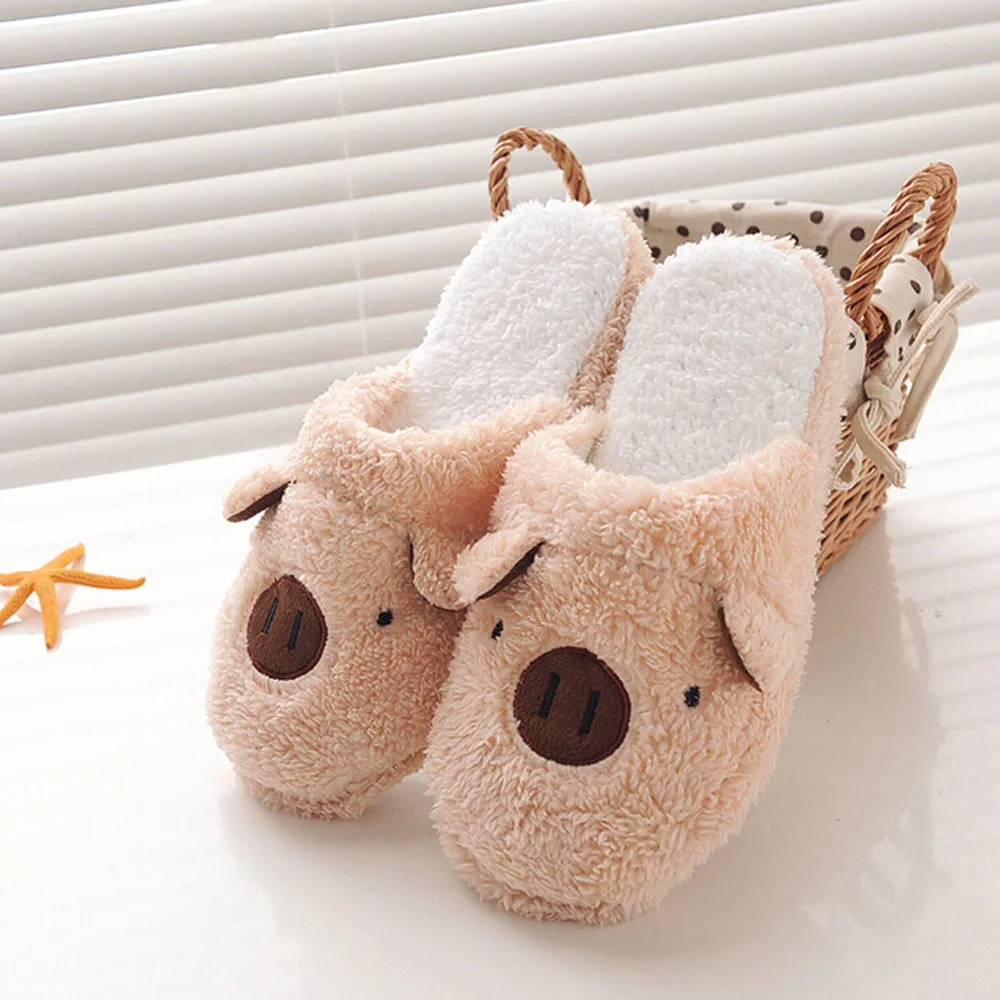 SAGACE Winter Warm Slippers Women's Indoor Home cotton Shoes Lovely Pig Home Floor Soft Slippers Female Shoes buty damskie A1031