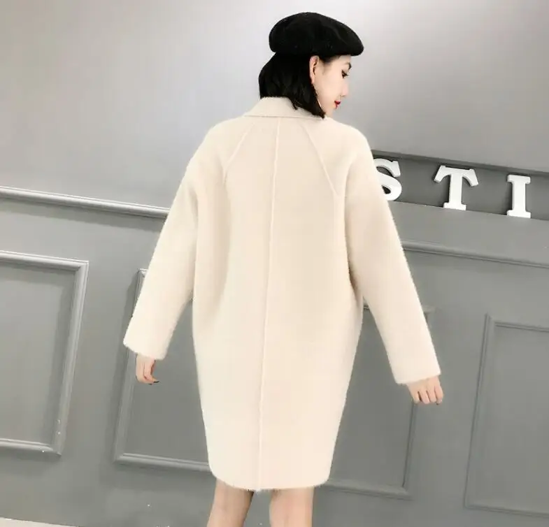 New Spring Autumn Women Faux Mink Cashmere Cardigan Female Elegant Solid Sweater Korean Lady Warm Long Knitted Sweaters fur coat New Spring Autumn Women Faux Mink Cashmere Cardigan Female Elegant Solid Sweater Korean Lady Warm Long Knitted Sweaters fur coat