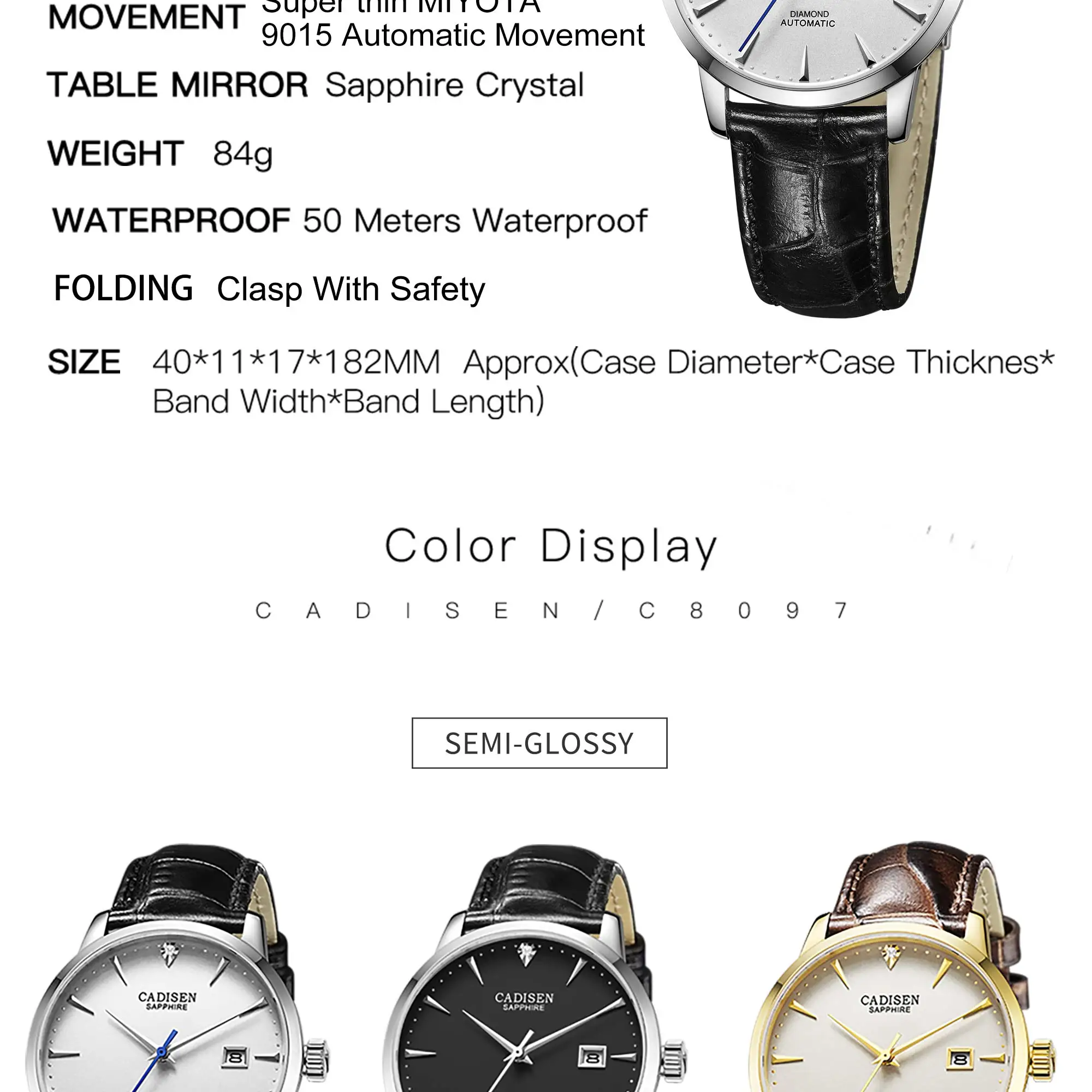 negócios miyota 9015 relógio de luxo marca