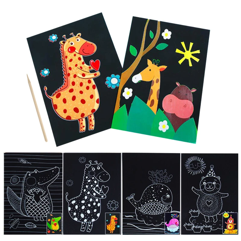 Conjunto de pintar y rayar mágico de dibujos animados para niños y niñas,  Set de dibujo de animales marinos del Zoo, arte de aprendizaje, pintura,  regalos, novedad|Juguetes para dibujar| - AliExpress