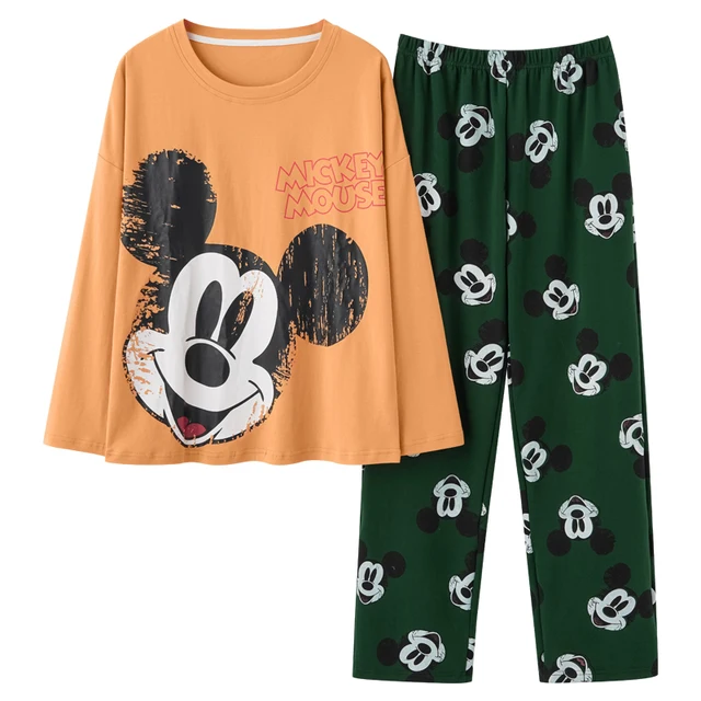 Disney Cartoon Snow White Dwarf Long Pajamas Set Lady Autumn Winter Cotton Long Sleeve Trousers Suit Printing Kawaii Pyjamas Set 3522