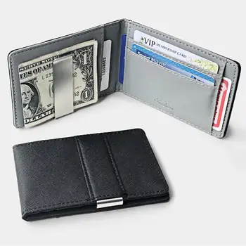 

Men Fashion Short Style Multi-Card Card Holder Wallet Frosted Fabric With Stainless Steel Wallet Creative Magic Black Fashion
