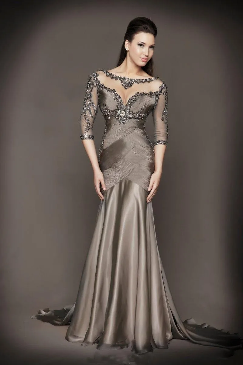 3/4 Mouwen Moeder Van De Bruid Jurken Mermaid Scoop Kralen Kristallen Plus Size Lange Bruidegom Moeder Jurken Voor Bruiloft 3/4 Mouwen Moeder Van De Bruid Jurken Mermaid Scoop Kralen Kristallen Plus Size Lange Bruidegom Moeder Jurken Voor Bruiloft