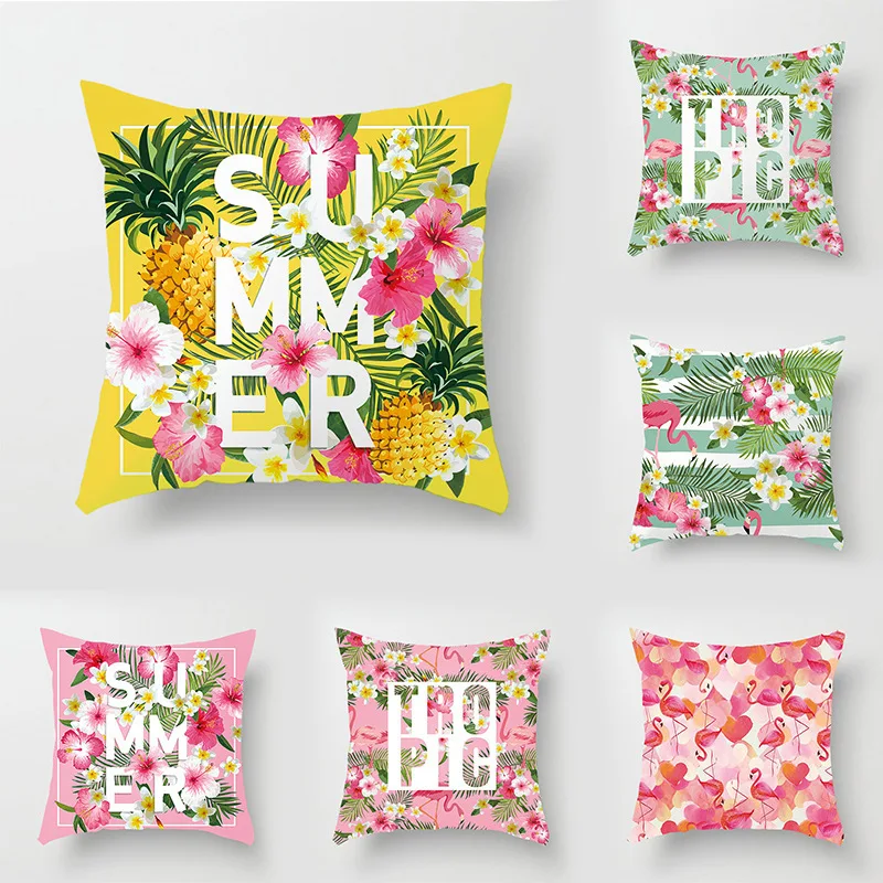 

Concise Automobile Pillow Cover Flowers And Plants Cushion Cover Flamingo Pillow Case 40x40 Office Cushion Cover