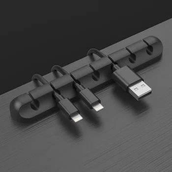 

3/5/7 Slots Cable Management Clips Silicone Wire Cord Lead Clips USB Charger Holder Tidy Neat Desk Storage Organizer