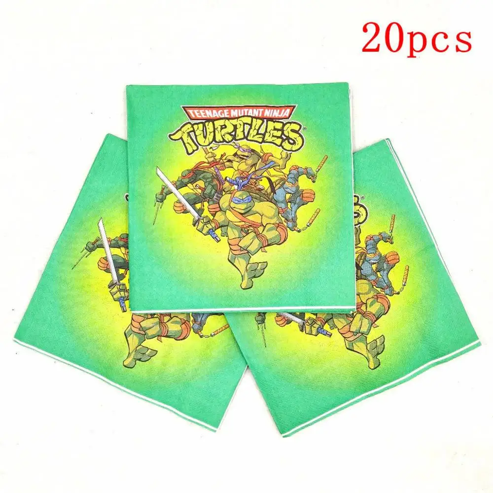 20pc Napkin 108*180 см подростковые мутанты Черепашки Ниндзя tlableleth вечерние принадлежности Мультяшные одноразовые украшения на день рождения - Цвет: 20pc Napkin