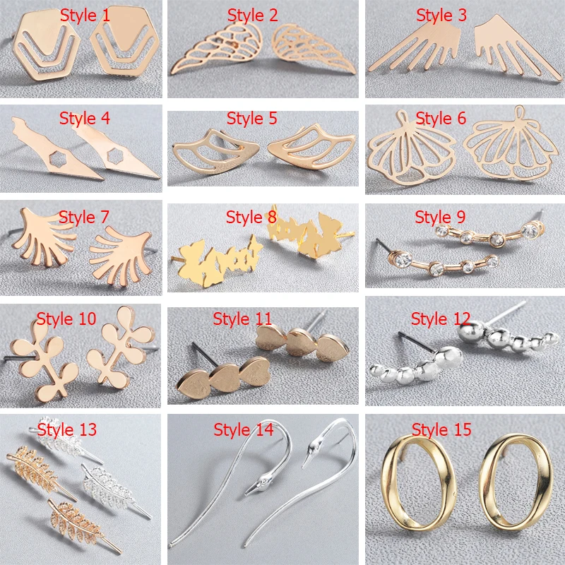 Chandler Stainless Steel Geometric Earrings Ear Climber For Women Leaf Bird Wing Stud Earrings Love Fashion Jewelry Gold Color