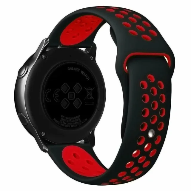 black red Ремешок для часов 22 мм 20 мм для samsung gear S2 S3 frontier Galaxy Watch Active2 42 мм 46 мм силиконовый ремешок для Huami amazfit huawei gt 2 - Цвет ремешка: black red