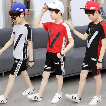 

Kids Clothes Boys Clothes Sets 2020 Summer Clothing Set Children Outfits V T-shirt + Shorts 2 3 4 5 6 7 8 9 10 11 12 13 Years