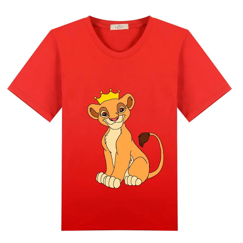 Детская футболка из хлопка с рисунком белого и розового льва simba летние майки для мальчиков и девочек 4, 6, 8, 10, 12 лет
