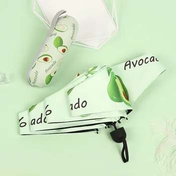 

5 Fold Umbrella Capsule Fruit Womens Umbrella Female Vinyl Sunscreen Summer Sunny and Rainy Anti-UV Pocket Mini Umbrella