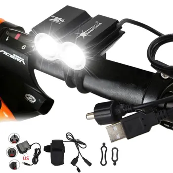 

6000LM Front Bike Headlight 2x XM-L T6 LED Cycling Bike Lamp Bicycle Light Torch with Battery Pack and Charger
