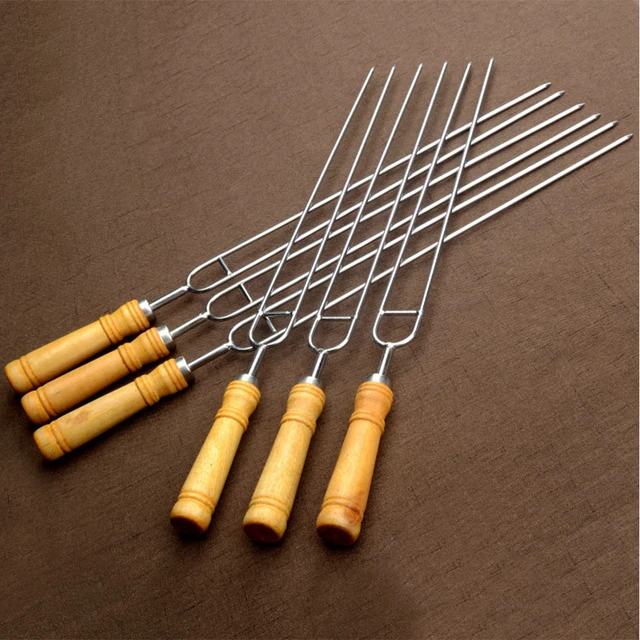 6/12Db Hordozható Éles Pörkölt Villák Táskával Kemping Hot Dog Nyárs Rozsdamentes Acél Bbq Barbecue Szerszám Kolbászhoz - Image 5