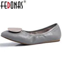 FEDONAS/удобные женские балетки из овечьей кожи на плоской подошве; офисная обувь для выпускного; женские демисезонные расписные Мокасины с металлическими элементами