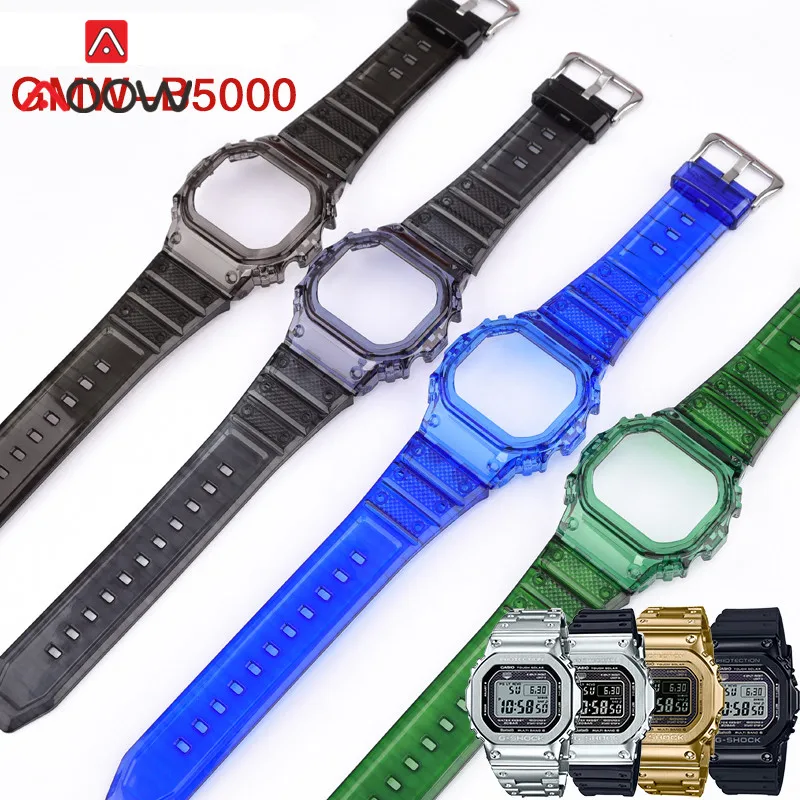 

Rubber Strap Bezel for Casio G-SHOCK GMW-B5000 Sport Waterproof TPU Transparent Replacement Bracelet Watch Band Protective Case