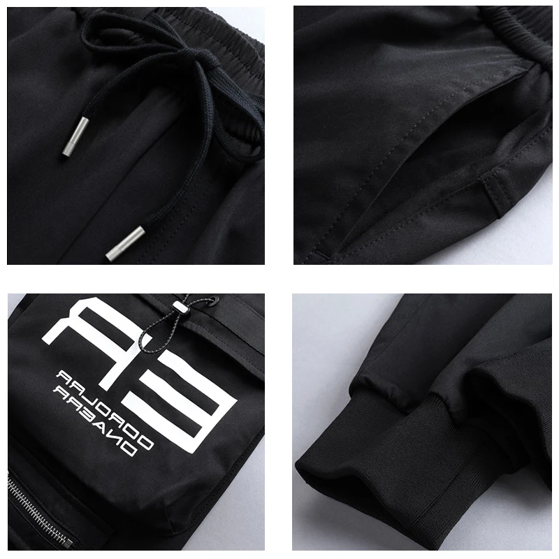 Men Hip Hop Cargo Pants Fashion Harajuku Harem Pant Black Streetwear Joggers Sweatpant Multi-Pocket Casual