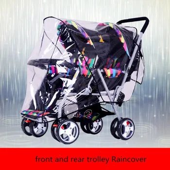 

Baby Strollers Pushchairs Raincoat Rainproof Cover Twins Seat baby Trolley Pvc Transparent Dust Windproof Shield