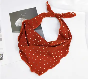 

33*85cm Fashion Women Scarf Silk Wraps Elegant Dot Print Head Neck Hair Tie Band Neckerchief Triangle Tie Band Scarf