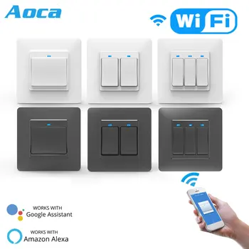 

WiFi DE Smart Push Button Switch 1/2/3Gang Removable&Detachable Smart Life Tuya App Remote Control Work with Alexa Google Home