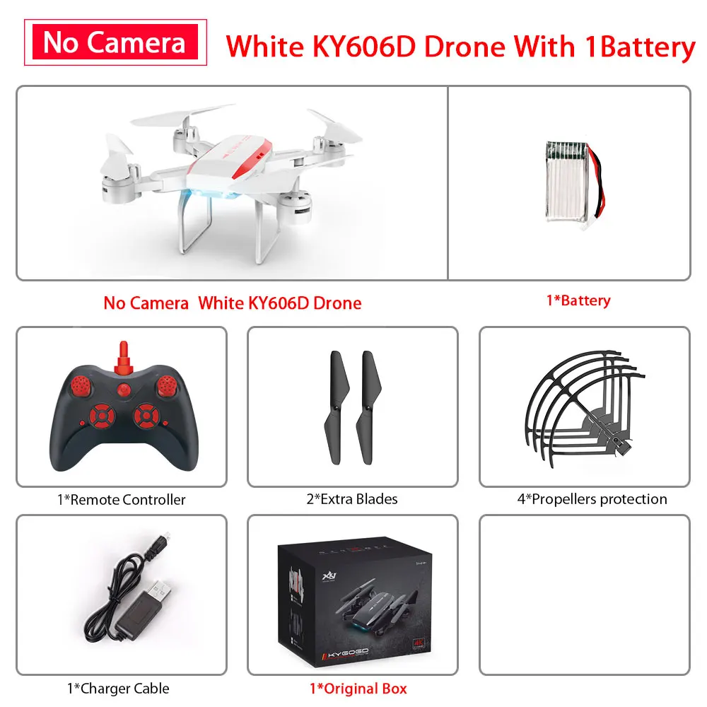 KY606D Дрон с FPV wifi 480P 1080P 4K HD Двойная камера или без камеры Квадрокоптер 20 минут время полета мини Дрон VS SG106 E58 Дрон - Цвет: White No Camera 1B