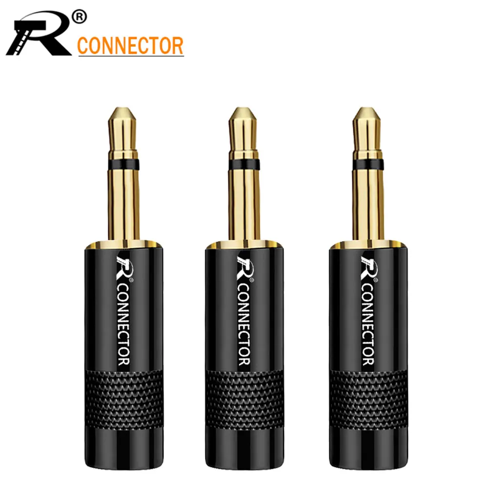 3Pcs Jack 3.5Mm Connettore Filo Mono Audio Plug 2 Poli Adattatore Per Auricolari Placcato In Oro Per Giochi Fai-Da-Te