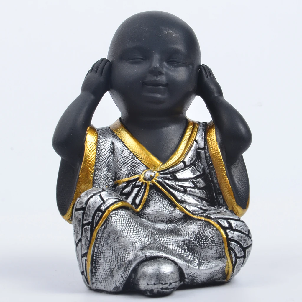 Happy Buddha Monk Statue Set Do not Say Look and Listen Collectible Figurines Resin Carved Ornament