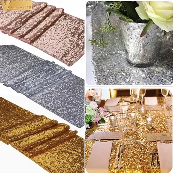 

Rose Gold Sequin Table Runner for Wedding Party Christmas Table Runner Tablecloth Decoration Sparkly 30x180cm/30x275cm