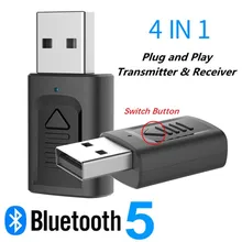 Новейший 4 в 1 USB Bluetooth Трансмиттер и USB аудио приемник 3,5 мм Aux стерео 5,0 беспроводной адаптер для ПК ТВ автомобильный комплект