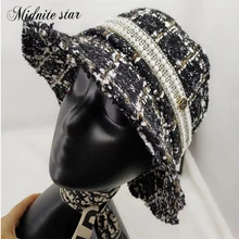 Разноцветная осенняя и зимняя элегантная женская шапка-берет на заказ, брендовая шапка в рыбацком стиле, брендовая шапка с перламутровым узором