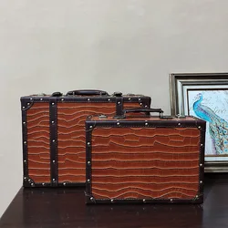 Customized Vintage Retro Wooden Box Old Luggage Suitcase Decoration Ornaments Shop Decoration Props Desk Display Storage Box