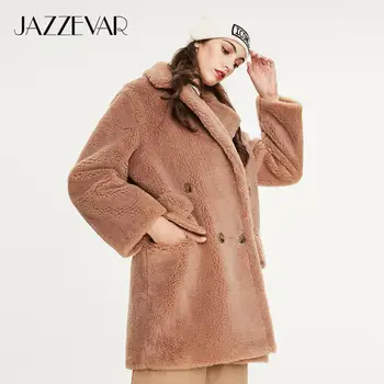 

JAZZEVAR 2020 Winter new arrival fur coat women high quality mid-length style outerwear loose clothing warm coat women K9052