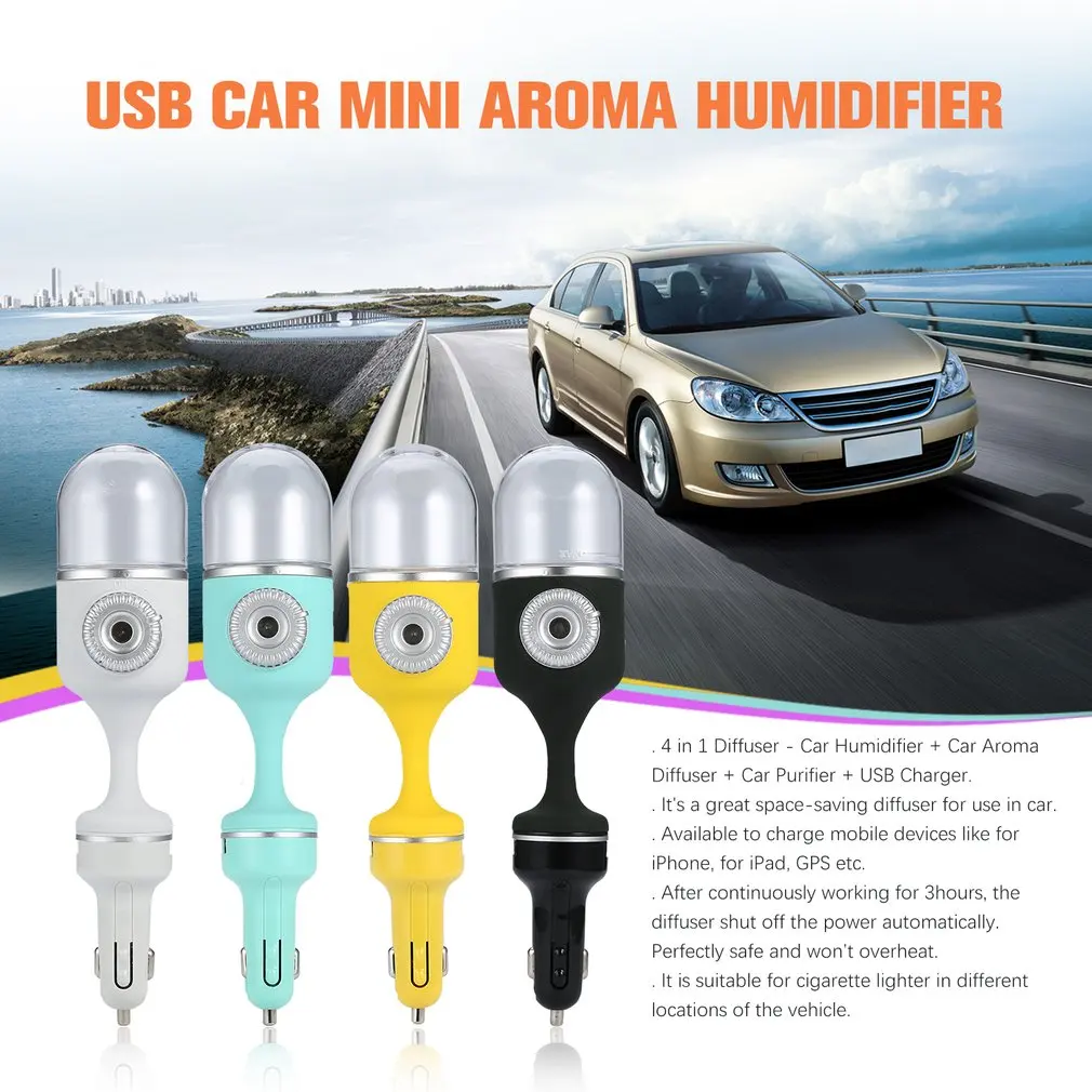 USB Автомобильный увлажнитель воздуха, автомобильный мини-увлажнитель и ароматизатор, 70 мл, ароматический масляный диффузор, автомобильный очиститель воздуха, DC12V-24V, автомобильные аксессуары