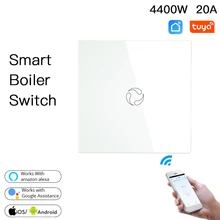 

1PC Tuya WiFi Smart Boiler Switch Smart Life Tuya APP Remote Control Boiler Switch Works With Amazon Google Home Glass Panel