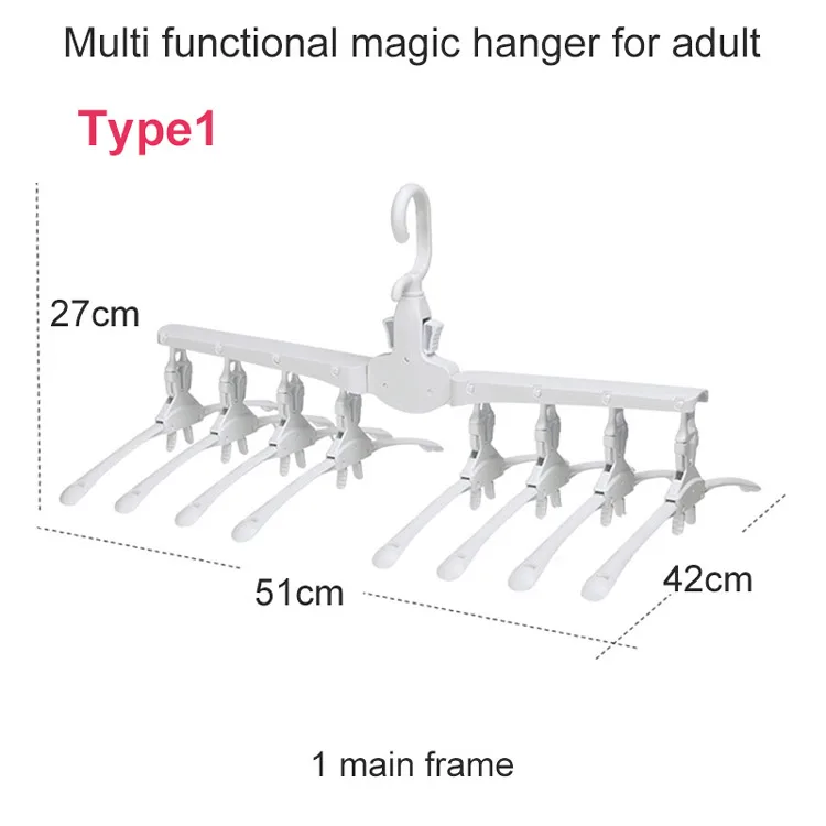 Rotate Anti-Skid Folding Hanger Plastic Drying Rack Magic Clothes Hangers Space Savers Organizer Multi Functional Adult White (23)