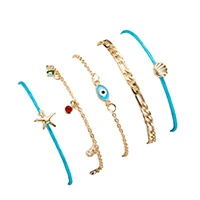 Gold and blue Набор из 5 предметов, модный креативный браслет-цепочка с кристаллами, браслет с кристаллами - Окраска металла: Gold and blue
